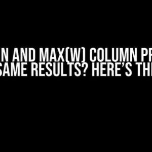 W Column and Max(W) Column Producing the Same Results? Here’s the Fix!